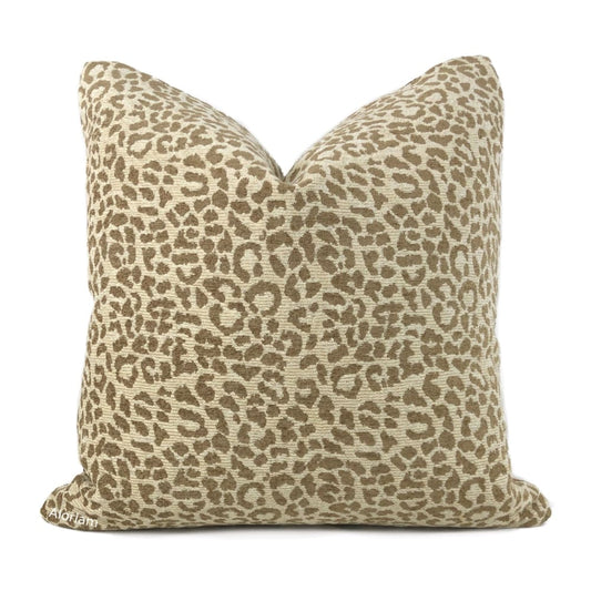 Cream & Sand Leopard Animal Spot Pattern Chenille Pillow Cover - Aloriam