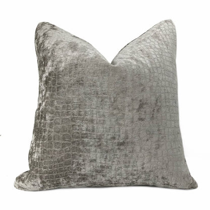 Crocodile Alligator Reptile Pattern Texture Medium Gray Velvet Gray Pillow Cover - Aloriam