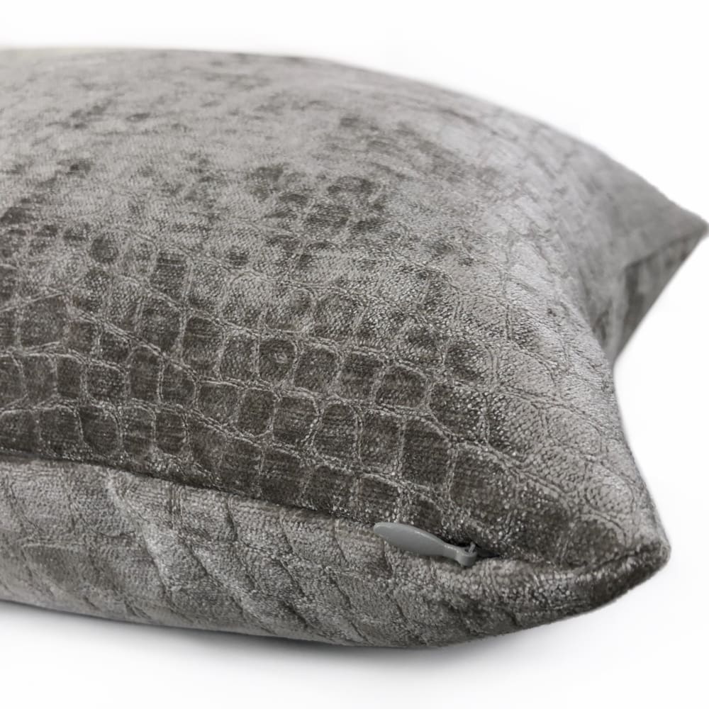 Crocodile Alligator Reptile Pattern Texture Medium Gray Velvet Gray Pillow Cover - Aloriam