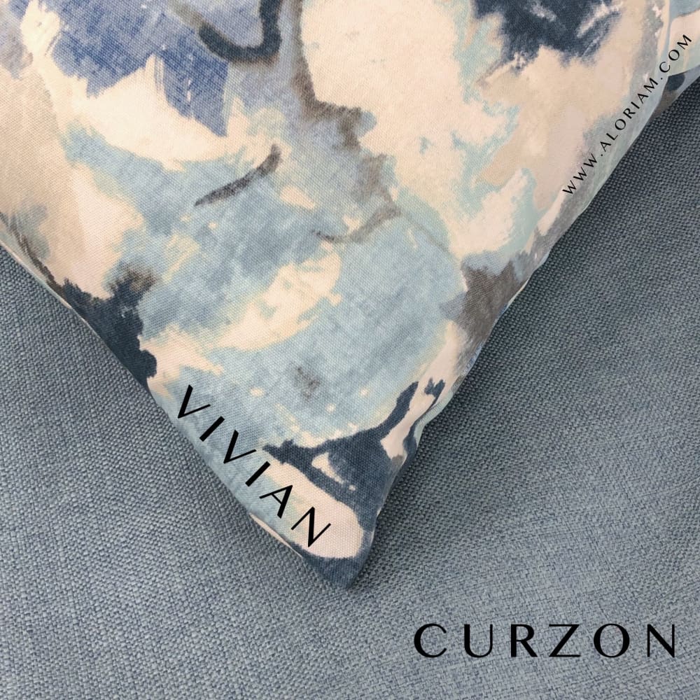 Curzon Mineral Blue Basketweave Pillow Cover - Aloriam