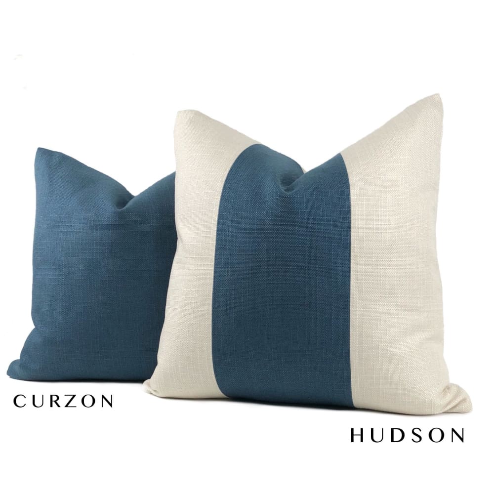 Curzon Navy Blue Basketweave Pillow Cover - Aloriam