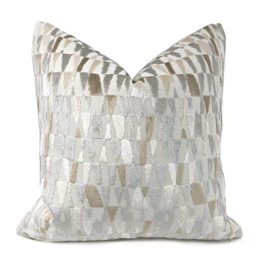 Cyrus Gray Brown Cream Velvet Pillow Cover - Aloriam