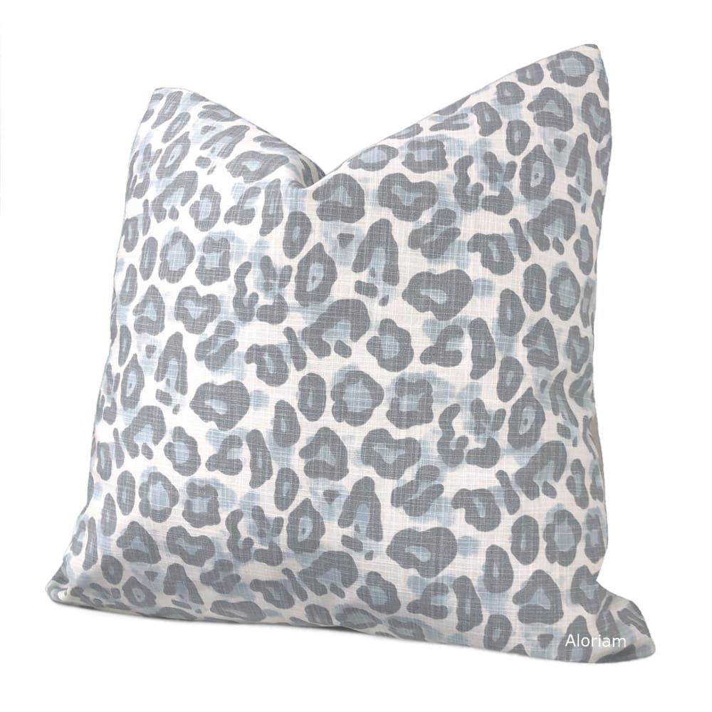 Damon Light Blue Gray Leopard Print Pillow Cover - Aloriam