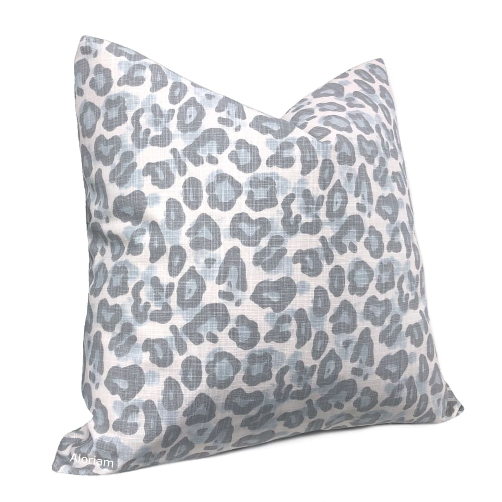 Damon Light Blue Gray Leopard Print Pillow Cover - Aloriam