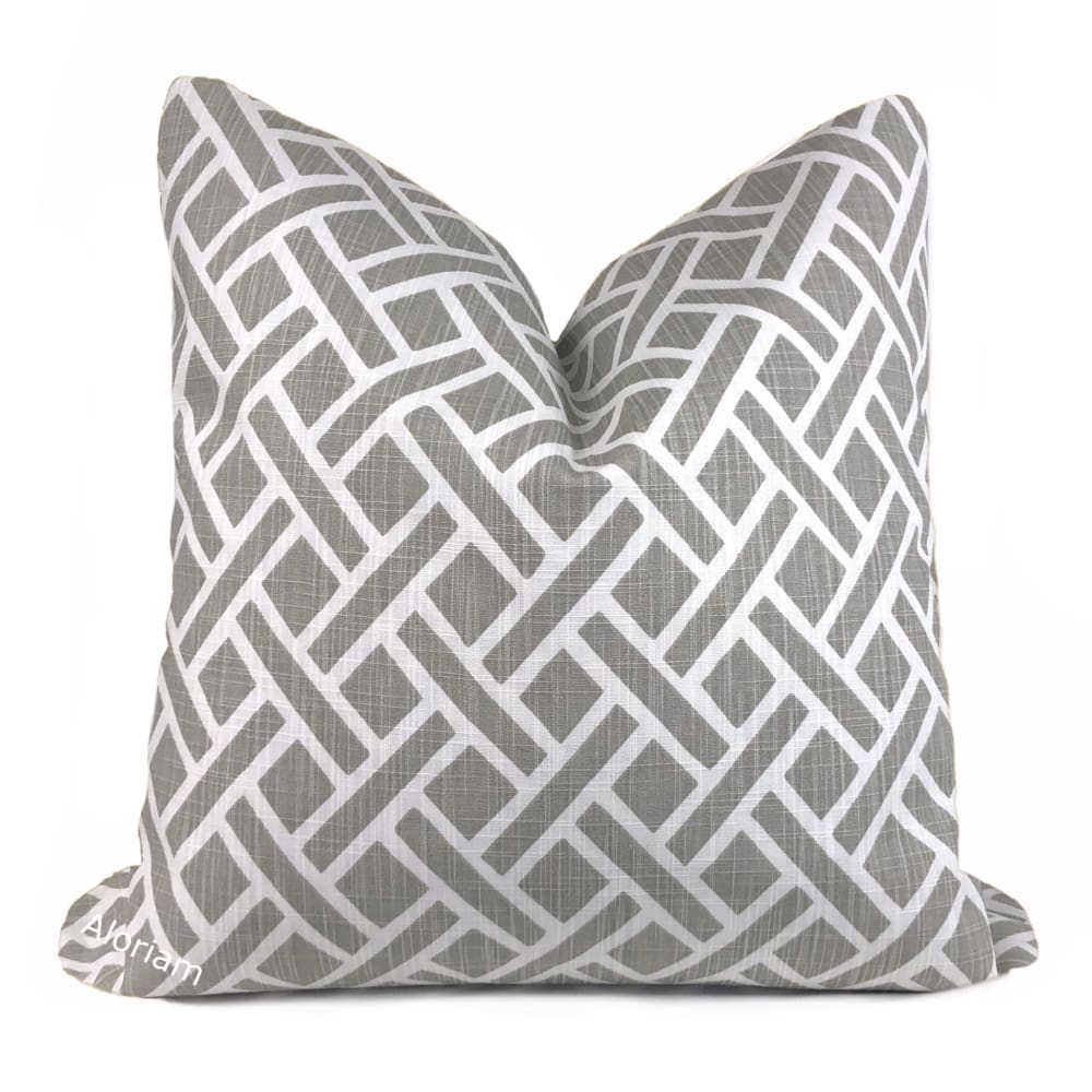 Darcy Gray White Diamond Lattice Pillow Cover - Aloriam