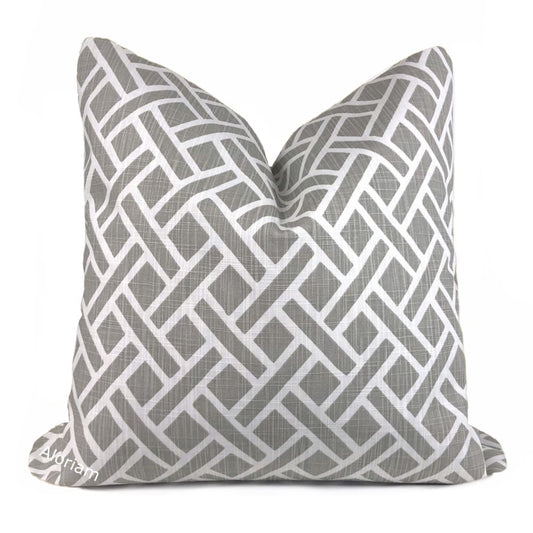 Darcy Gray White Diamond Lattice Pillow Cover - Aloriam