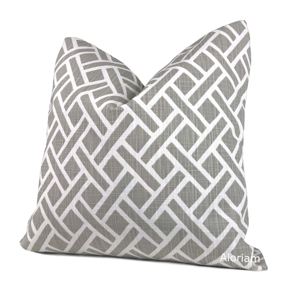 Darcy Gray White Diamond Lattice Pillow Cover - Aloriam