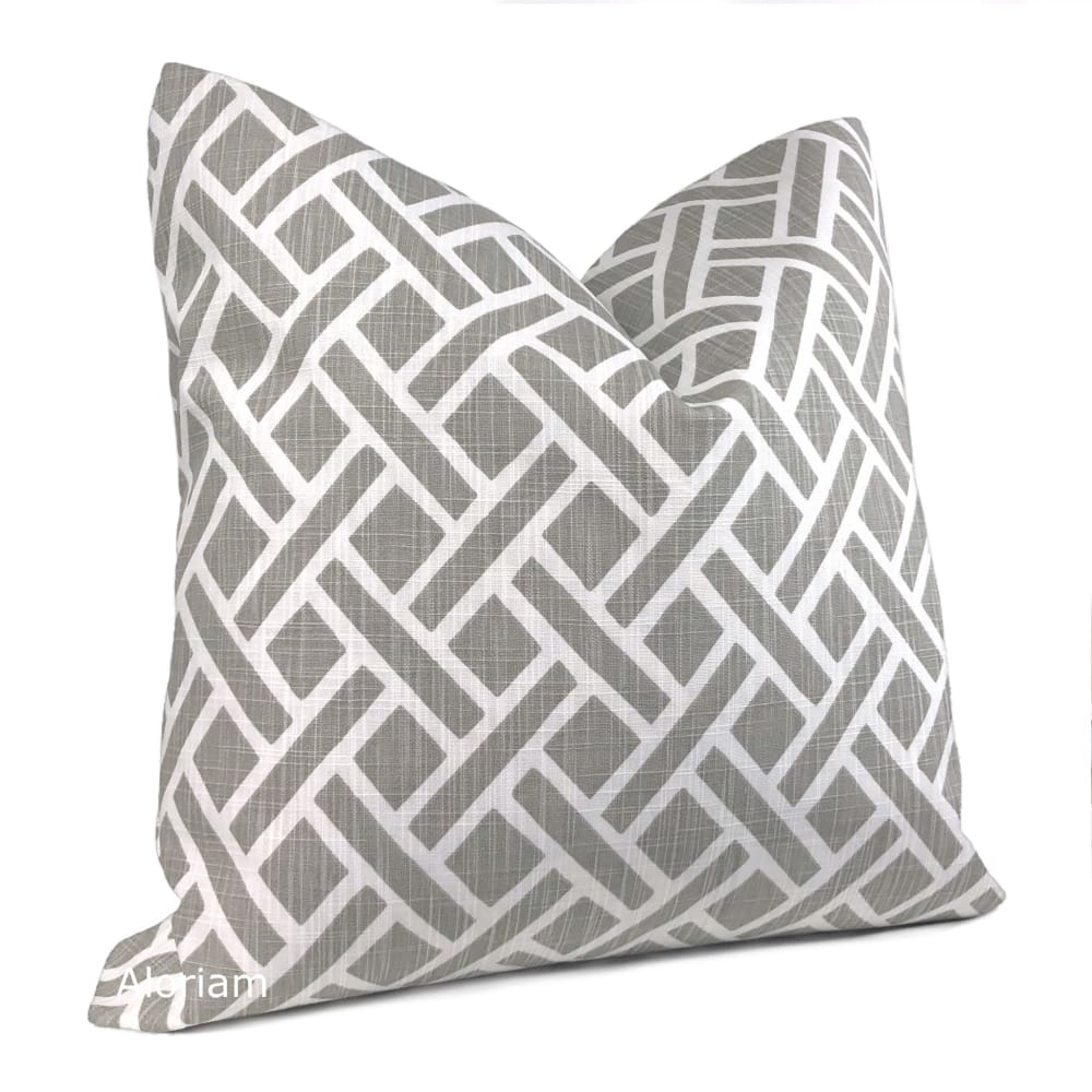 Darcy Gray White Diamond Lattice Pillow Cover - Aloriam