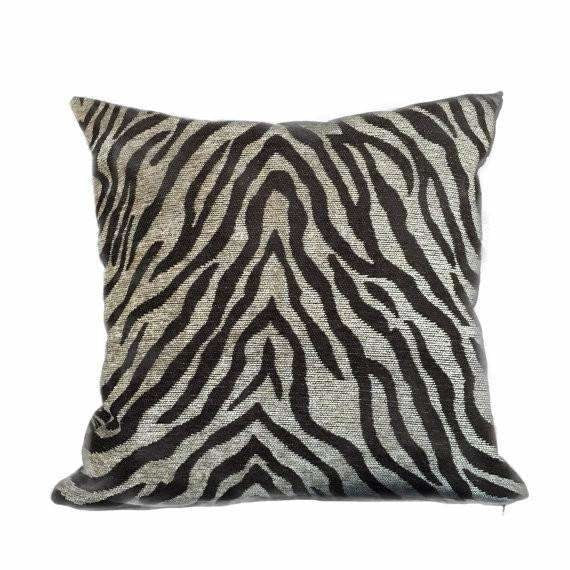 Dark Brown Beige Tiger Animal Stripe Chenille Pillow Cushion Cover Cushion Pillow Case Euro Sham 16x16 18x18 20x20 22x22 24x24 26x26 28x28 Lumbar Pillow 12x18 12x20 12x24 14x20 16x26 by Aloriam