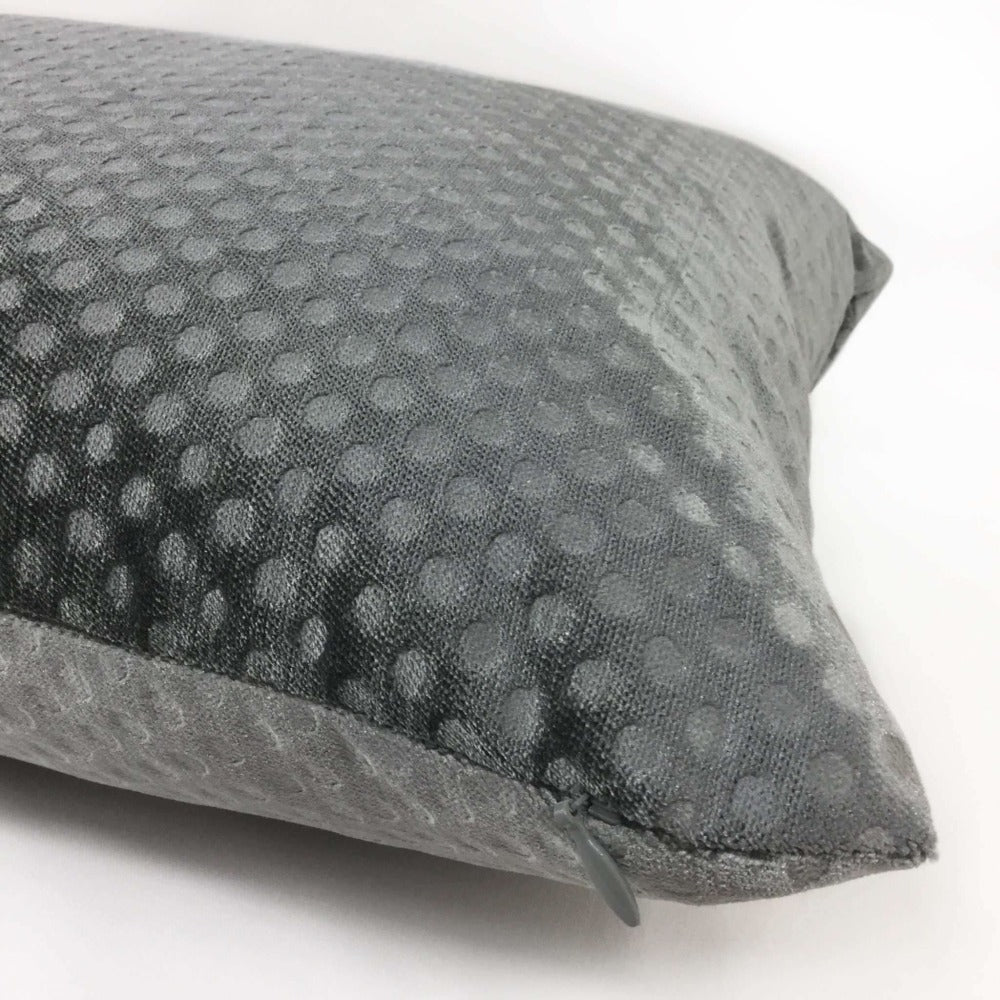 Dark Gray Dimple Dots Velvet Pillow Case Euro Sham 24x24 26x26 28x28