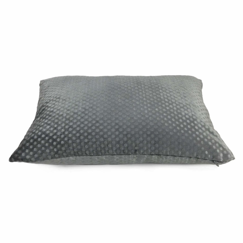 Dark Gray Dimple Dots Velvet Pillow Cover Cushion Pillow Case Euro Sham 16x16 18x18 20x20 22x22 24x24 26x26 28x28 Lumbar Pillow 12x18 12x20 12x24 14x20 16x26 by Aloriam