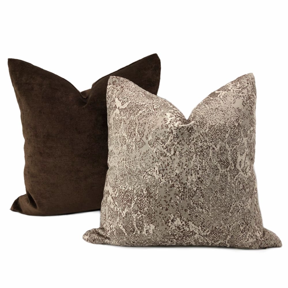 Denali Brown Abstract Texture Pillow Cover - Aloriam