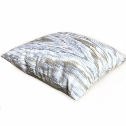 Designer Abstract Ethnic Ikat Gray Brown Off-White Cotton Print Pillow Cover by Aloriam