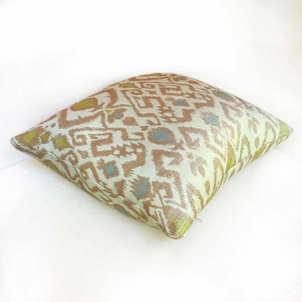 Designer Beige Brown Green Blue Ikat Ethnic Pillow Cover Fits 12x18, 12x24, 14x20, 16x26 16" 18" 20" 22" 24" Cushion Inserts