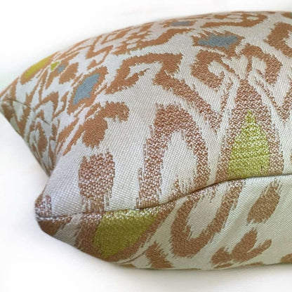 Designer Beige Brown Green Blue Ikat Ethnic Pillow Cover Fits 12x18, 12x24, 14x20, 16x26 16" 18" 20" 22" 24" Cushion Inserts