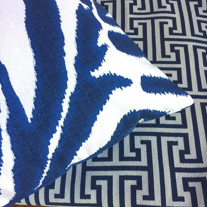 Designer Dark Blue Beige Greek Key Geometric Pillow Cover Cushion Pillow Case Euro Sham 16x16 18x18 20x20 22x22 24x24 26x26 28x28 Lumbar Pillow 12x18 12x20 12x24 14x20 16x26 by Aloriam