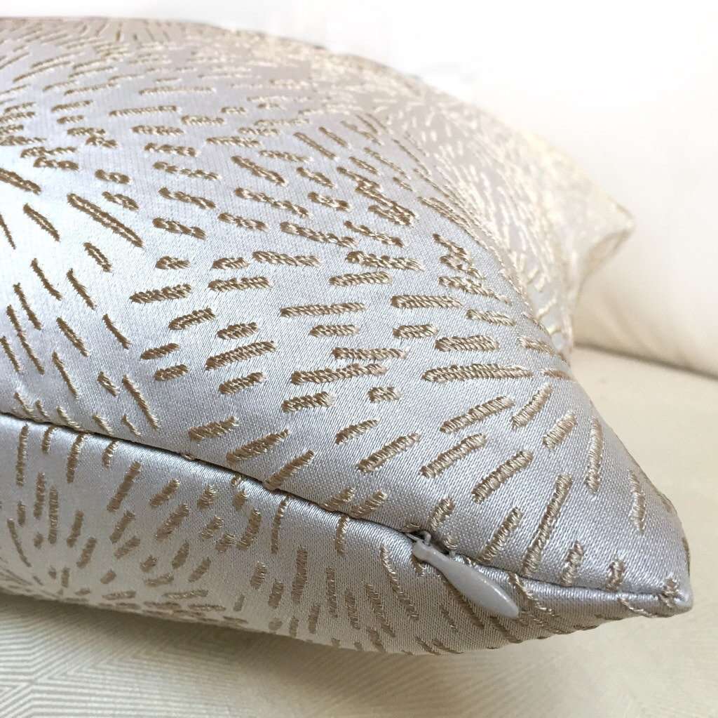 Modern Embroidered Cream Gold Starburst Pillow Cushion by Aloriam