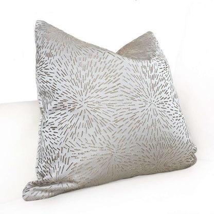 Modern Embroidered Cream Gold Starburst Pillow Cushion by Aloriam