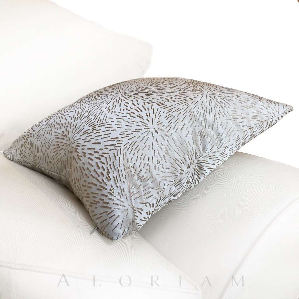 Modern Embroidered Cream Gold Starburst Pillow Cushion by Aloriam