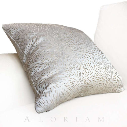 Modern Embroidered Cream Gold Starburst Pillow Cushion by Aloriam