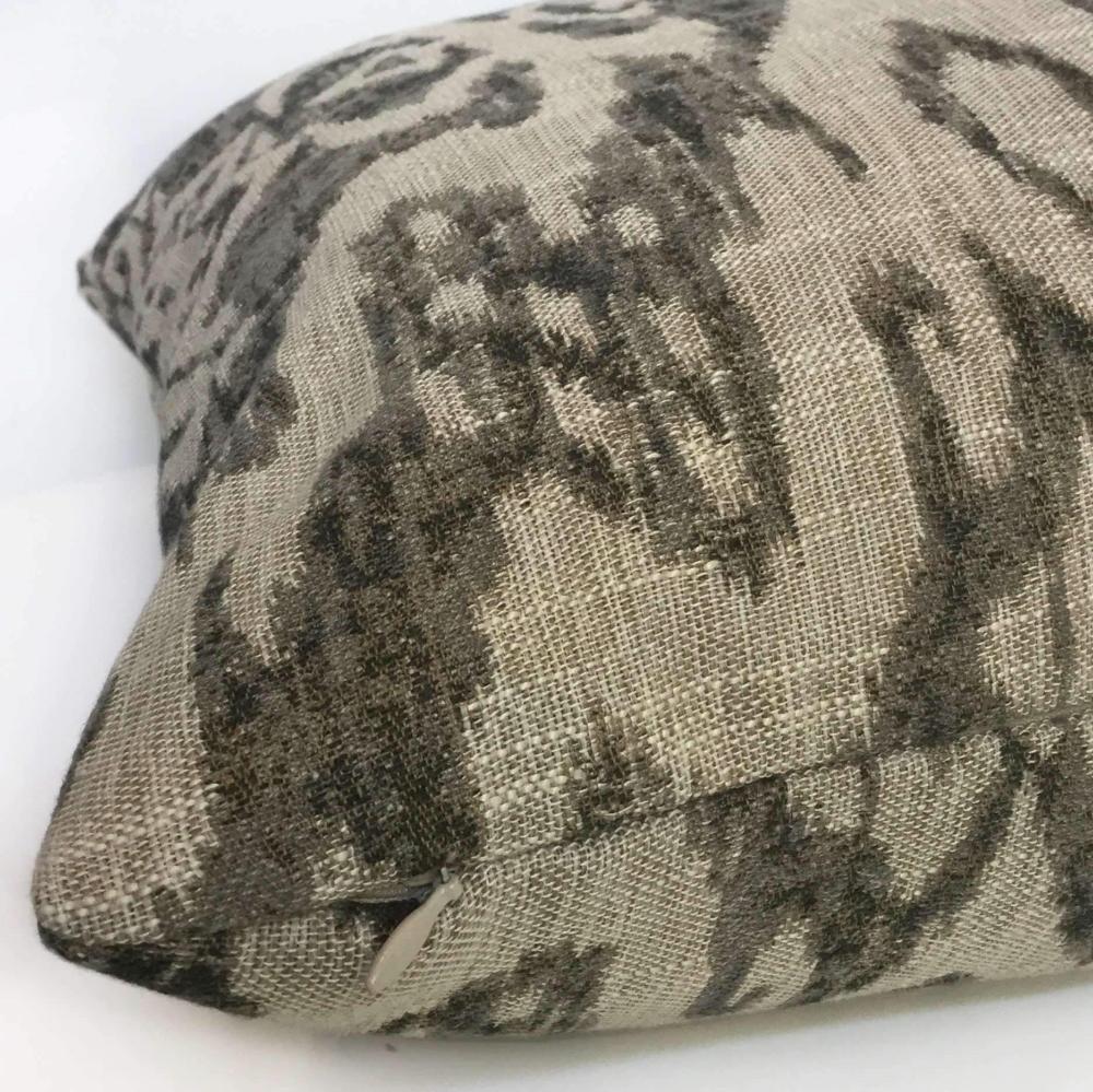 Ethnic Ikat Tribal Gray Tan Upholstery Throw Pillow Cover