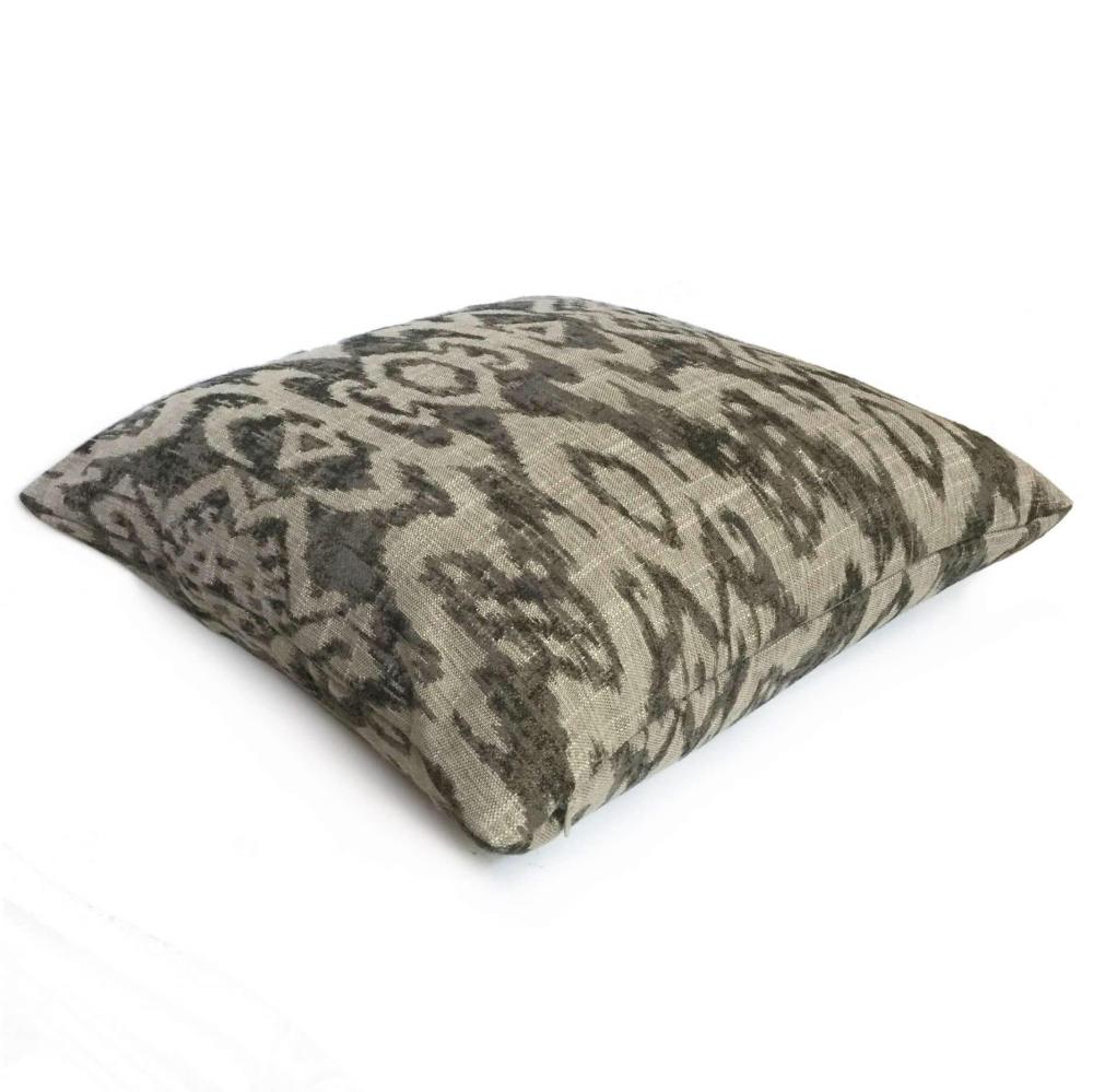 Ethnic Ikat Tribal Gray Tan Upholstery Sofa Pillow Cover