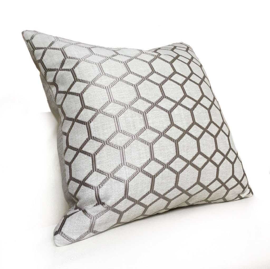 Designer Gray Geometric Interlocked Hexagons Pillow Cover by Aloriam Pillows