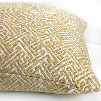 Greek Key Gold Cream Geometric Designer Pillow Cover