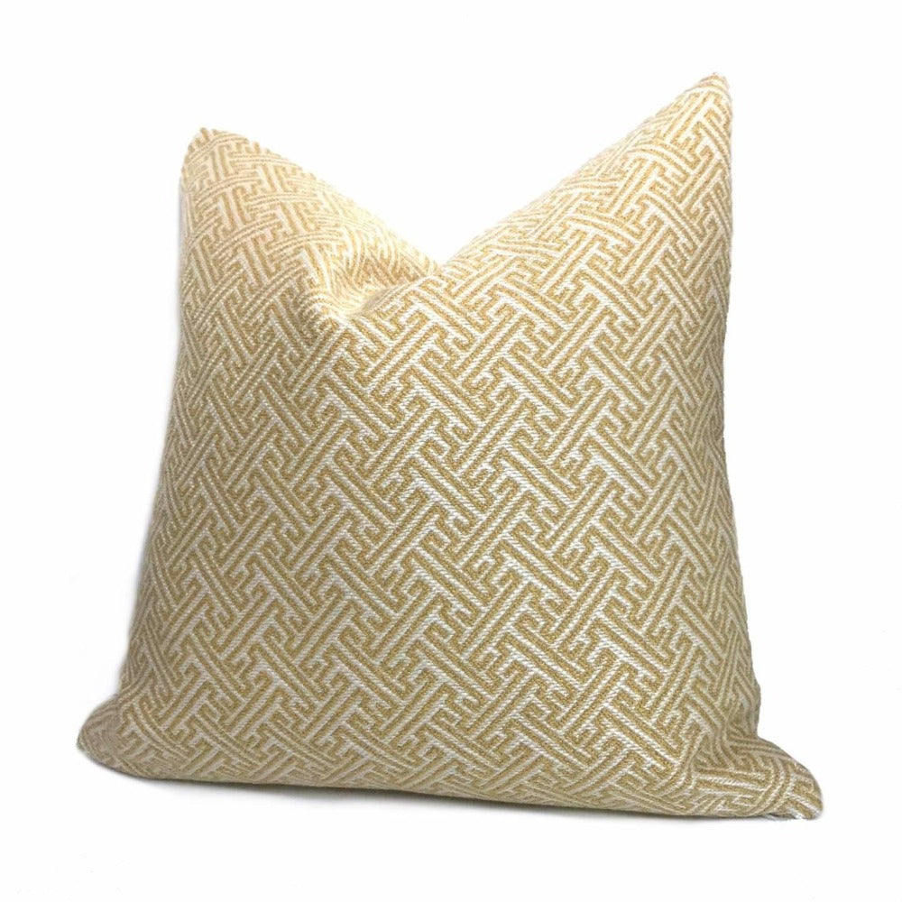 Greek Key Gold Cream Geometric Sofa Pillow Cover