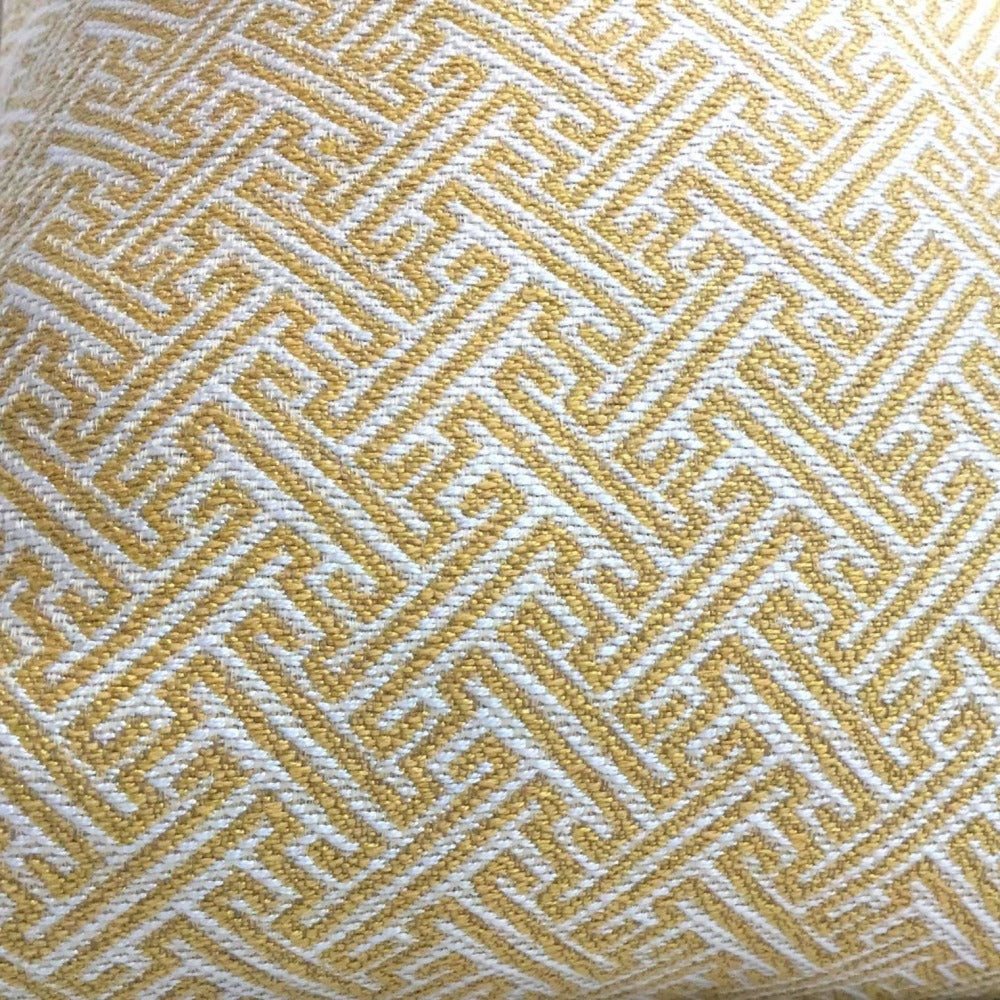 Greek Key Gold Cream Geometric Decorative Pillow Cover