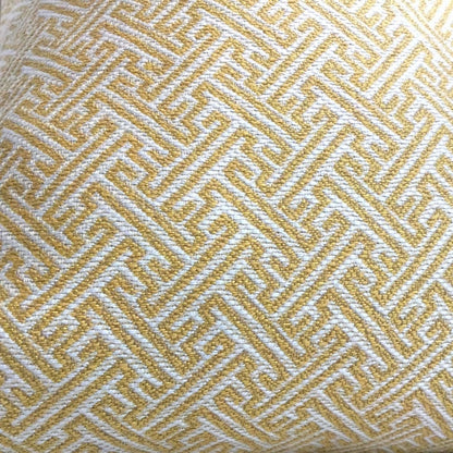 Greek Key Gold Cream Geometric Decorative Pillow Cover