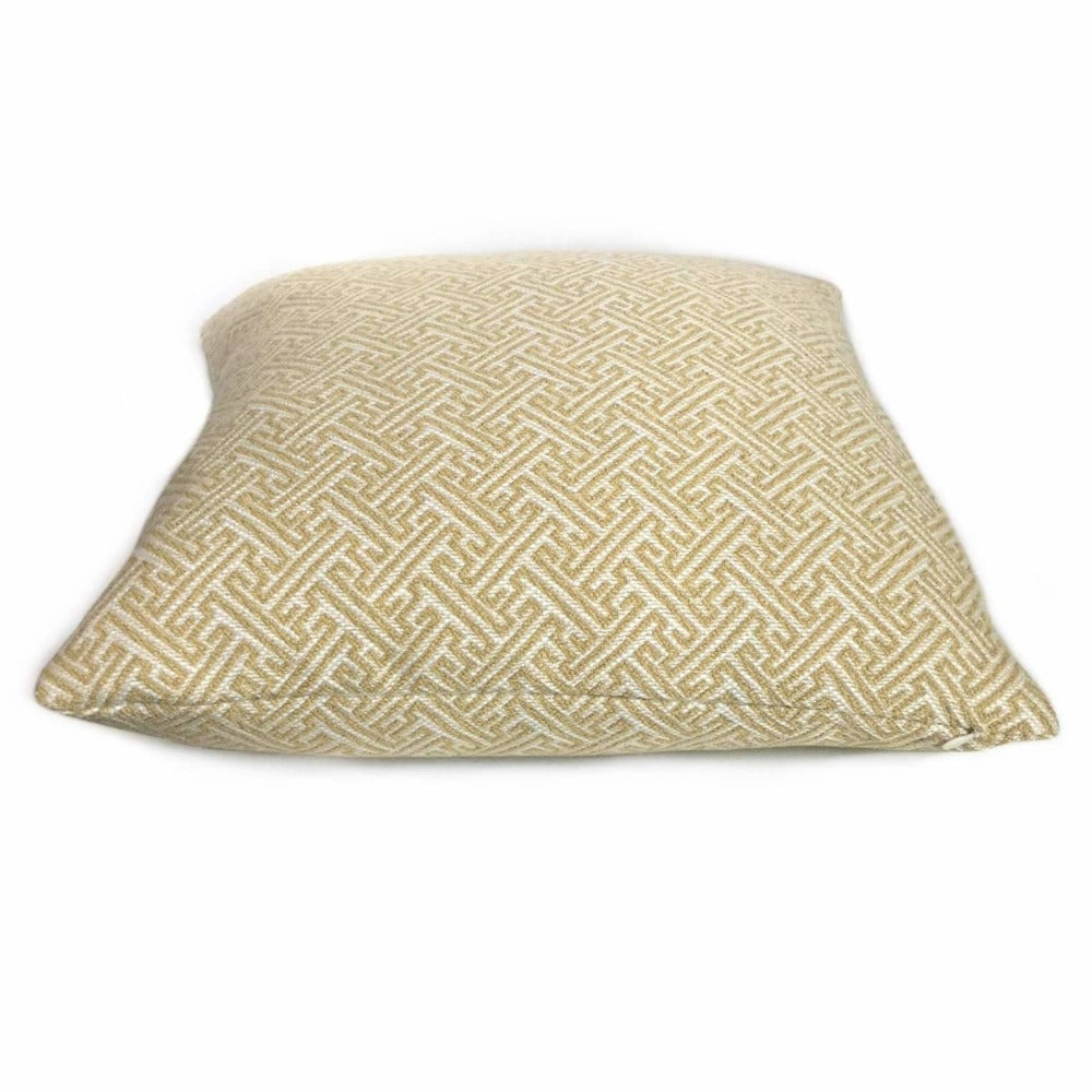 Greek Key Gold Cream Geometric Cushion