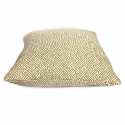 Greek Key Gold Cream Geometric Cushion