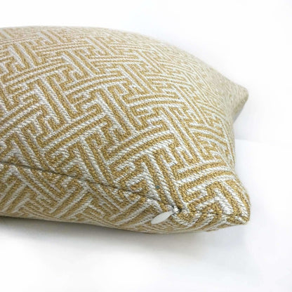 Designer Greek Key Yellow Gold Cream Geometric Pillow Cover Cushion Pillow Case Euro Sham 16x16 18x18 20x20 22x22 24x24 26x26 28x28 Lumbar Pillow 12x18 12x20 12x24 14x20 16x26 by Aloriam