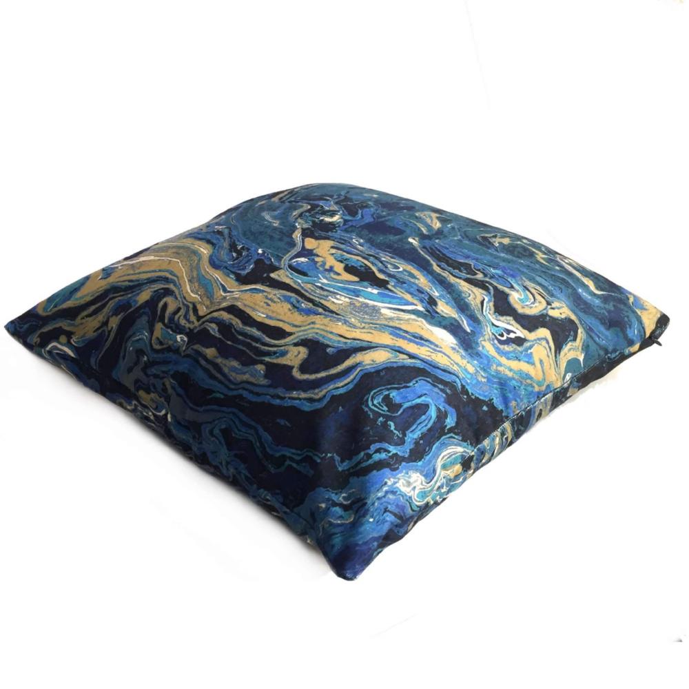 Designer Lapis Blue Marble Geology Pattern Pillow Cover Cushion Pillow Case Euro Sham 16x16 18x18 20x20 22x22 24x24 26x26 28x28 Lumbar Pillow 12x18 12x20 12x24 14x20 16x26 by Aloriam