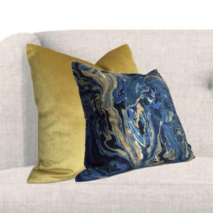 Designer Lapis Blue Marble Geology Pattern Pillow Cover Cushion Pillow Case Euro Sham 16x16 18x18 20x20 22x22 24x24 26x26 28x28 Lumbar Pillow 12x18 12x20 12x24 14x20 16x26 by Aloriam