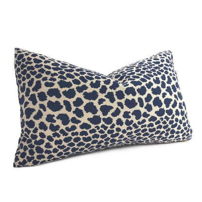 Designer Leopard Spots Navy Blue Beige Animal Print Pillow Cover Cushion Pillow Case Euro Sham 16x16 18x18 20x20 22x22 24x24 26x26 28x28 Lumbar Pillow 12x18 12x20 12x24 14x20 16x26 by Aloriam