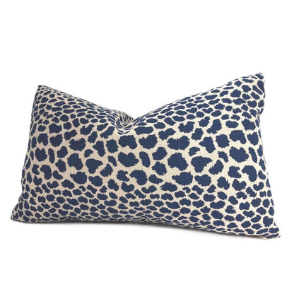 Designer Leopard Spots Navy Blue Beige Animal Print Pillow Cover Cushion Pillow Case Euro Sham 16x16 18x18 20x20 22x22 24x24 26x26 28x28 Lumbar Pillow 12x18 12x20 12x24 14x20 16x26 by Aloriam