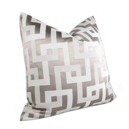 Silver Gray Greek Key Maze Fretwork Geometric Euro Sham Pillow Cover 24x24 26x26 28x28