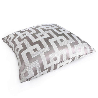 Silver Gray Greek Key Maze Fretwork Geometric Lumbar Pillow 14x20 12x18 12x24 16x26