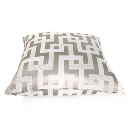 Silver Gray Greek Key Maze Fretwork Geometric Throw Pillow 16x16 18x18 20x20 22x22