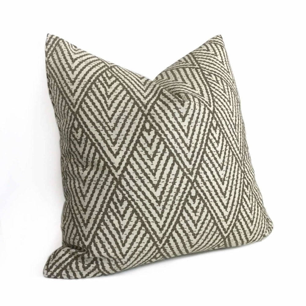 Designer Tahitian Stitch Tusk Stacked Diamonds Geometric Pillow Cover (Made from Lacefield Designs Fabric) Cushion Pillow Case Euro Sham 16x16 18x18 20x20 22x22 24x24 26x26 28x28 Lumbar Pillow 12x18 12x20 12x24 14x20 16x26 by Aloriam