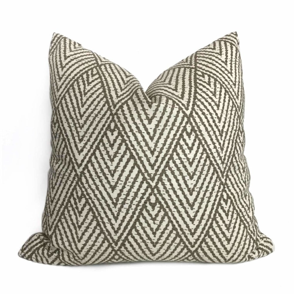 Designer Tahitian Stitch Tusk Stacked Diamonds Geometric Pillow Cover (Made from Lacefield Designs Fabric) Cushion Pillow Case Euro Sham 16x16 18x18 20x20 22x22 24x24 26x26 28x28 Lumbar Pillow 12x18 12x20 12x24 14x20 16x26 by Aloriam