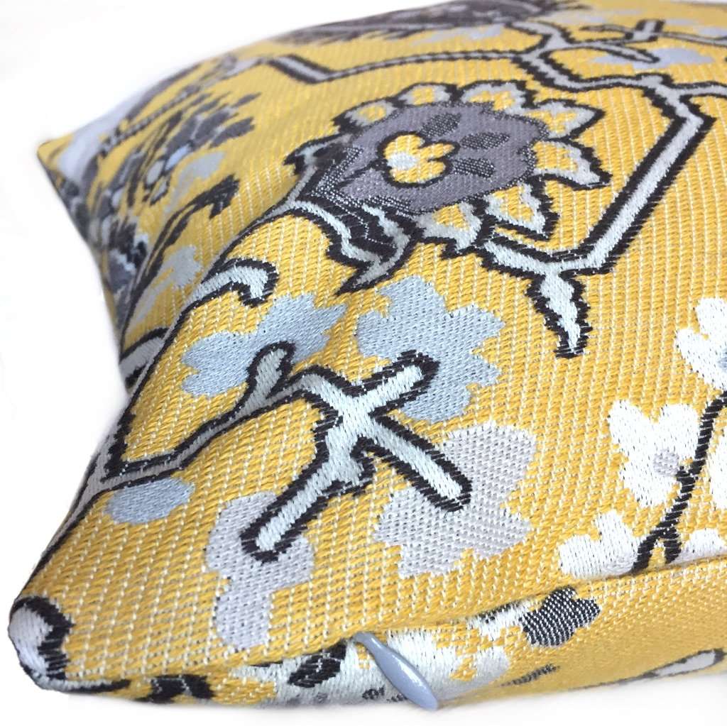 Designer Yellow Gray Aztec Flower Southwest Tribal Style Floral Pillow Cover (Fits 20x20 Inserts) Cushion Pillow Case Euro Sham 16x16 18x18 20x20 22x22 24x24 26x26 28x28 Lumbar Pillow 12x18 12x20 12x24 14x20 16x26 by Aloriam