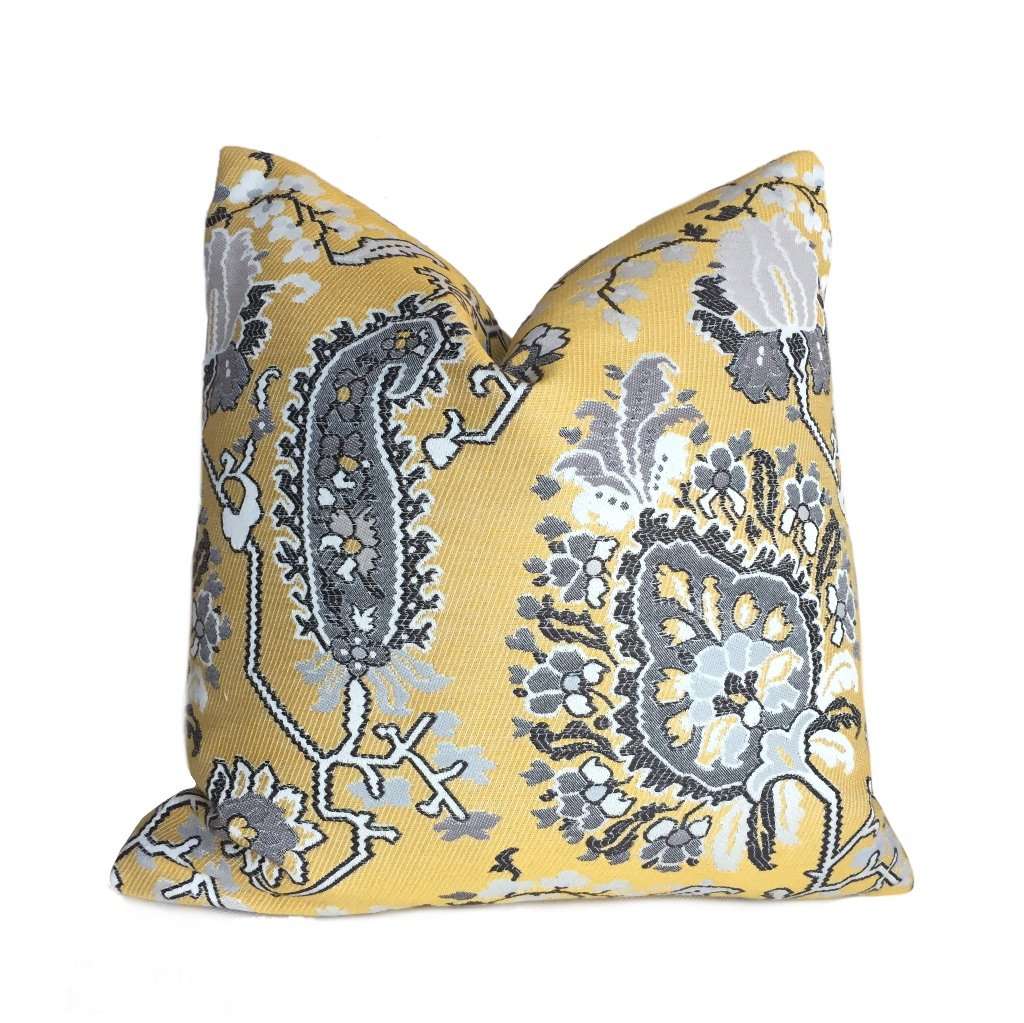 Yellow Gray Aztec Flower Southwest Tribal Style Floral Pillow Cover