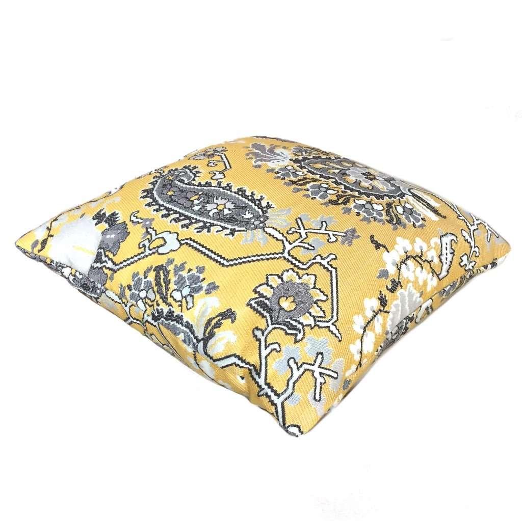 Yellow Gray Aztec Flower Southwest Tribal Style Floral Cushion