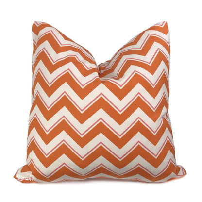 Duralee Chevrama Grapefruit Orange Pink Cream Chevron Pillow Cover - Aloriam