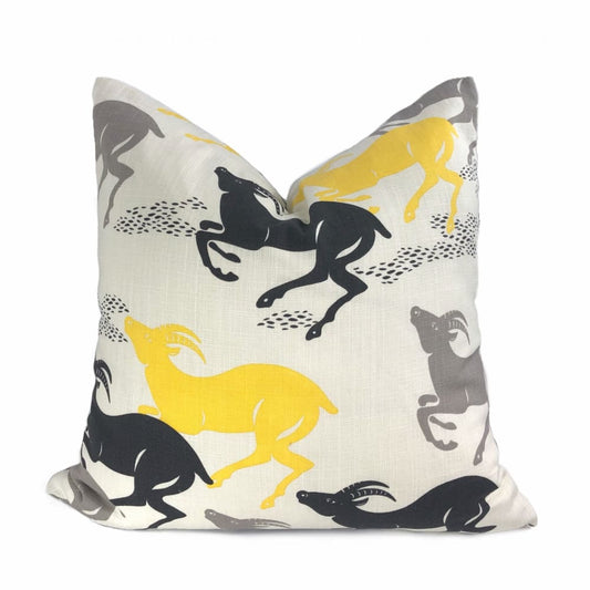 Dwell Studio Robert Allen Caravan Citrine Running Antelopes Black Gray Yellow White - Aloriam