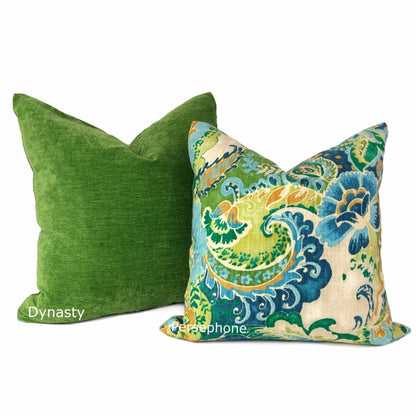 Dynasty Envy Green Chenille Velvet Pillow Cover - Aloriam