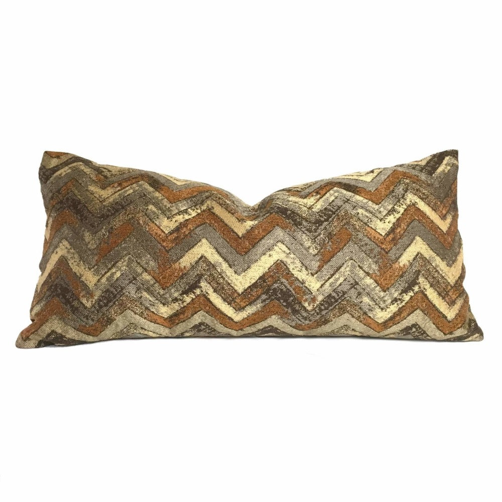 Earth Tones Herringbone Chevron Geometric Pillow Cover by Aloriam